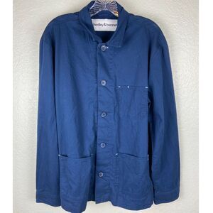 Hedley & Bennett Long Sleeve Button Up Workshirt/Chef's Jacket Firehouse Navy  L
